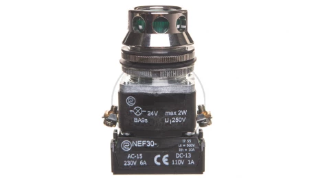 Przycisk sterowniczy 30mm zielony z samopowrotem z podświetleniem 2Z 24V W0-NEF30-KL 2X Z