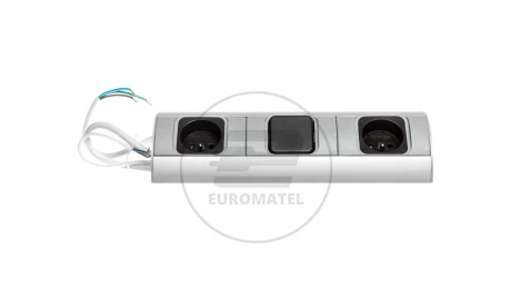 Gniazdo meblowe podwójne z/u 16A IP20 z wyłącznikiem aluminium/ tworzywo OR-AE-1304