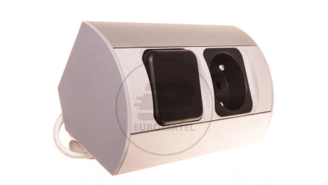 Gniazdo meblowe pojedyncze z/u 16A IP20 z wyłącznikiem aluminium/ tworzywo OR-AE-1302