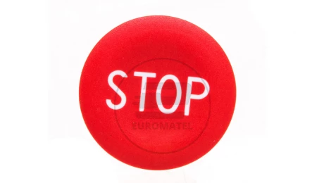 Wkładka przycisku 22mm płaska czerwona z symbolem STOP ZBA434
