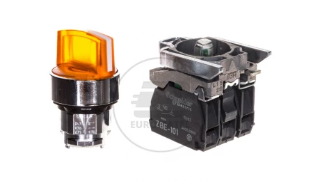 Przełącznik 2 położeniowy pokrętło 22mm pomarańczowy 1Z 1R bez samopowrotu XB4BK125B5