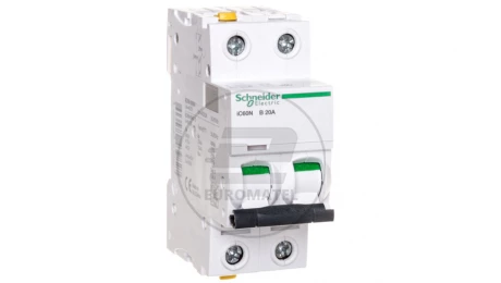 Wyłącznik nadprądowy 2P B 20A 6kA AC iC60N-B20-2 A9F03220