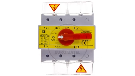 Rozłącznik izolacyjny 3P 160A z pokretłem na rozłączniku RSI-3160W03