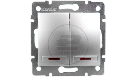 DOMO Łącznik dwugrupowy świecznikowy z LED szybkozłączka 10AX 250V srebrny 011120243 24843