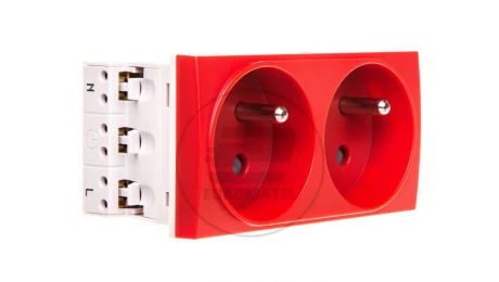 Systo Gniazdo podwójne przelotowe z/u DATA 16A 250V 2x(2P+Z) 4 moduły czerwone WS132