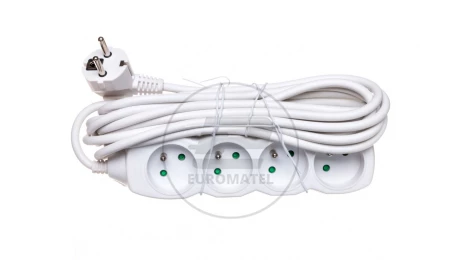 Przedłużacz 4-gniazda z/u 5m /H05VV-F 3G1/ biały P0415