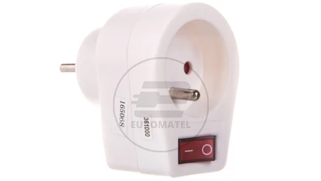Wtyczka-gniazdo z wyłącznikiem 10/16A 250V 2P+Z białe P0027