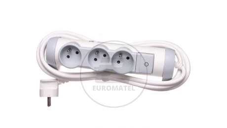HELMO Przedłużacz komfort z wyłącznikiem 3x2P+Z 3m 50072