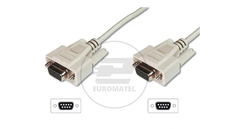 Kabel połączeniowy RS232 1:1 Typ DSUB9/DSUB9, Ż/Ż beżowy 5m AK-610106-050-E