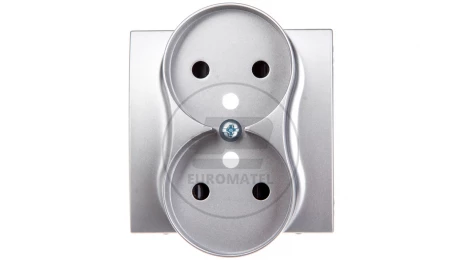 Simon Classic Pokrywa gniazda podwójnego z/u IP20 z przesłoną torów aluminium metalizowane MGZ2MzP/26