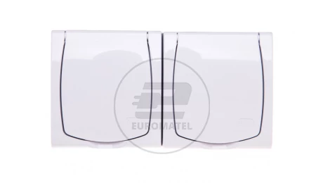 MADERA Gniazdo hermetyczne podwójne z/u Schuko z przesłonami klapka biała GNH-2NSP/00/w
