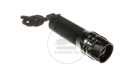 Latarka metalowa LED 3W 180lm /z zoomem/ 3xAAA czarna P3830