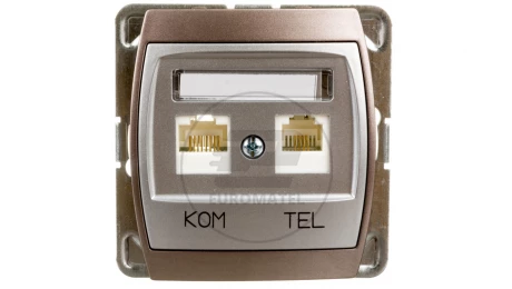 GAZELA Gniazdo teleinformatyczne RJ45 kat.5e + RJ11 srebro+ tytan GPKT-J/F/m/18/23