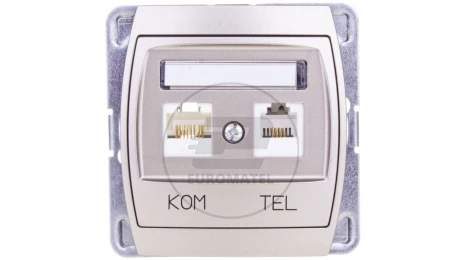 GAZELA Gniazdo teleinformatyczne RJ45 kat.5e + RJ11 satynowe GPKT-J/F/m/16/16