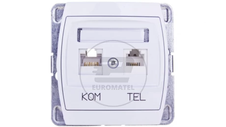 GAZELA Gniazdo teleinformatyczne RJ45 kat.5e + RJ11 białe GPKT-J/F/m/00