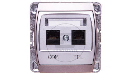 GAZELA Gniazdo teleinformatyczne RJ45 kat.6 + RJ11 MMC srebro/ tytan GPKT-J/K6/m/18/23