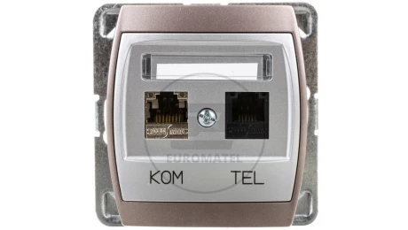 GAZELA Gniazdo teleinformatyczne RJ45 kat.6 + RJ11 MMC srebro/ tytan GPKT-J/K6E/m/18/23
