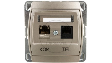 GAZELA Gniazdo teleinformatyczne RJ45 kat.6 + RJ11 MMC satynowe GPKT-J/K6E/m/16/16
