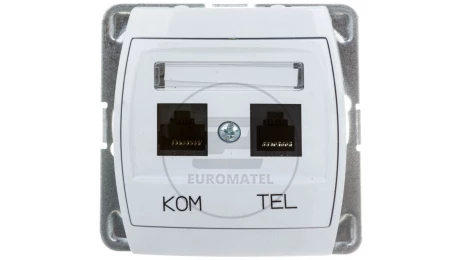 GAZELA Gniazdo teleinformatyczne RJ45 + RJ11 białe GPKT-J/K/m/00
