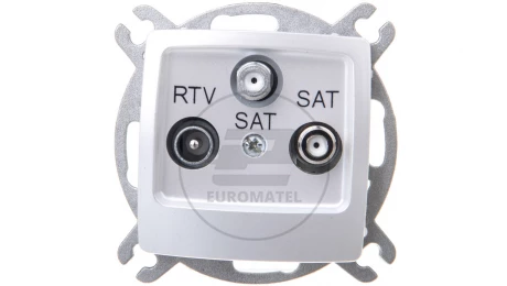 KARO Gniazdo antenowe RTV-SAT-SAT srebrny perłowy GPA-S2S/m/43