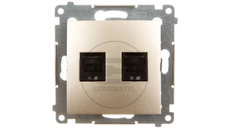 Simon 54 Gniazdo komputerowe podwójne 2xRJ45 kat.6 z przesłoną złoty mat D62.01/44