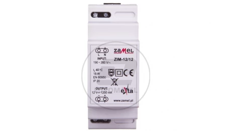 Zasilacz impulsowy 190-260VAC/12VDC 15W 1,2A ZIM-12/12 EXT10000159