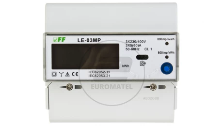 Licznik energii elektrycznej 3-fazowy 60A 230/400V RS-485 MODBUS wyświetlacz LCD LE-03MP