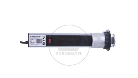 Przedłużacz biurkowy wpuszczany 60mm 3x gniazdo UK srebrny AE-BPW3UK60-80