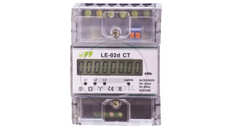 Licznik energii elektrycznej 3-fazowy 5A 230/400V do współpracy z przekładnikiem (programowalny) 20-6000/5A LCD LE-02D-CT