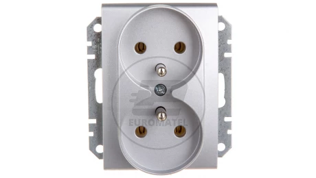 Sedna Gniazdo podwójne z/u 16A aluminium SDN2800960
