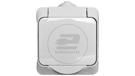 Cedar Plus Gniazdo hermetyczne z/u z klapką i przesłonami 16A IP44 szare WDE000640