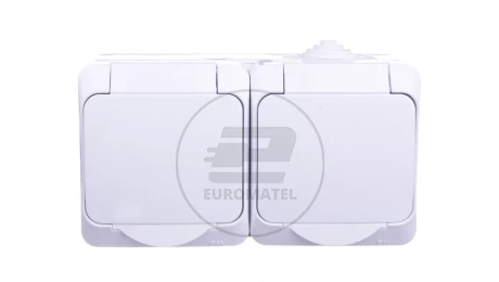 Cedar Plus Gniazdo hermetyczne podwójne z/u z klapką i przesłonami 16A IP44 białe WDE000522