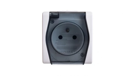 Hermes2 Gniazdo hermetyczne pojedyncze z/u z klapką dymną 16A IP44 białe 1021-01