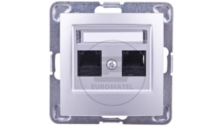 IMPRESJA Gniazdo komputerowe podwójne RJ45 kat.5e MMC srebrne GPK-2Y/K/m/18
