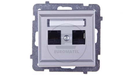 SONATA Gniazdo komputerowe podwójne 2xRJ45 kat.5e srebro mat KRONE GPK-2R/K/m/38