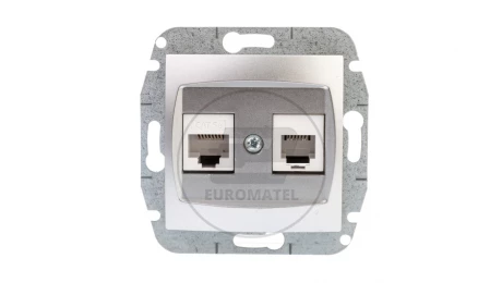 CARLA Gniazdo teleinformatyczne RJ11+RJ45 srebrne 1759-16