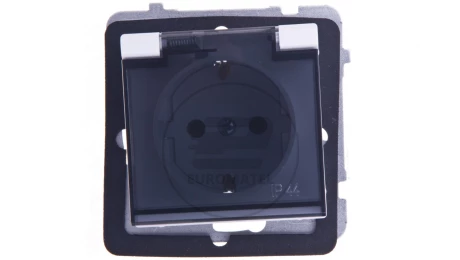 SONATA Gniazdo bryzgoszczelne z/u Schuko IP44 klapka przezroczysta białe GPH-1RS/m/00/d