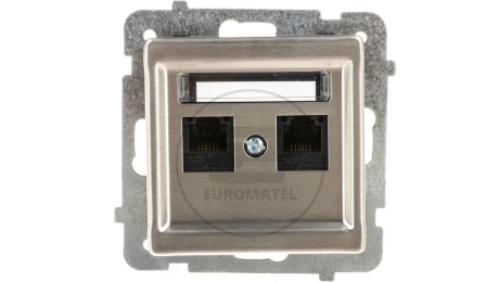 SONATA Gniazdo telefoniczne podwójne RJ11 niezależne stal inox GPT-2RMN/m/37