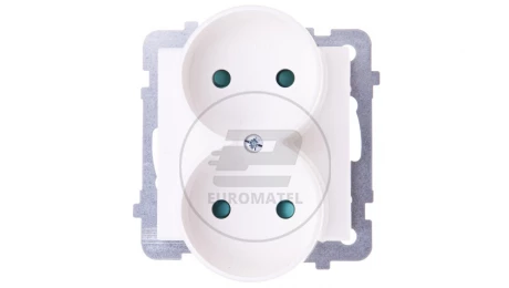SONATA Gniazdo podwójne b/u z przesłonami ecru GP-2RRP/m/27