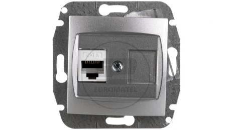 CARLA Gniazdo komputerowe pojedyncze RJ45 cat 6 srebrne 1783-16