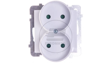 SONATA Gniazdo podwójne b/u z przesłonami białe GP-2RRP/m/00