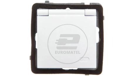 AS Gniazdo bryzgoszczelne z/u Schuko IP44 klapka biała GPH-1GS/m/00/w