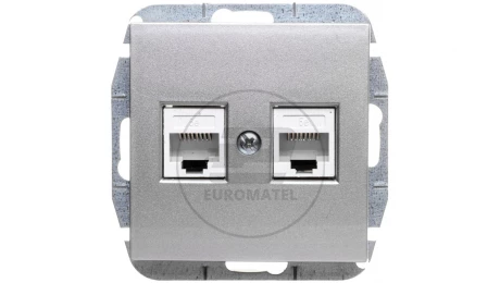 Sentia gniazdo komputerowe podwójne RJ45 kat.5e srebrny połysk 1449-56