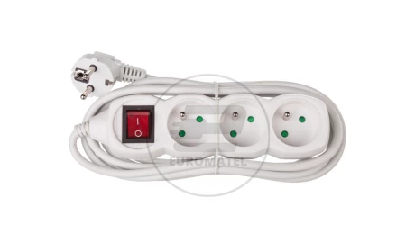 Przedłużacz z wyłącznikiem 3-gniazda z/u 3m /H05VV-F 3G1/ biały P1313