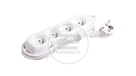 Przedłużacz 4-gniazda z/u 1,5m /H05VV-F 3G1/ biały P0411