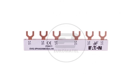 Szyna łączeniowa 6P 63A 10mm2 widełkowa (6 mod.+HI) EVG-3PHAS/6MODUL/HI 216411