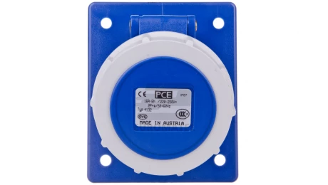 Gniazdo tablicowe skośne 16A 3P 230V /80x97/ niebieskie IP67 4132-6F8
