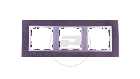 Simon 82 Ramka potrójna pozioma kamień łupek/ ramka pośrednia aluminium mat 82937-63