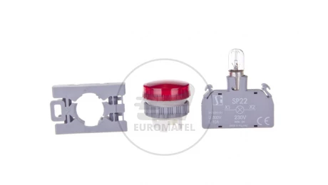 Lampka sygnalizacyjna 22mm czerwona 230V AC SP22-LC-230-BA9S.