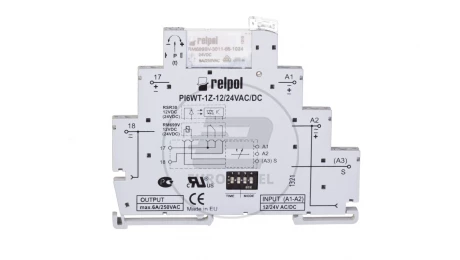 Przekaźnik czasowy wąskoprofilowy wielofunkcyjny 1Z 6A 1sek-10dni 24V AC/DC PIR6WT-1Z-24VAC/DC-R 857666